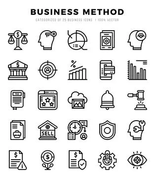 Business Method icons set. Collection of simple Lineal web icons. Stock Illustration