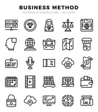 Business Method icons set for website and mobile site and apps. Stock Illustration