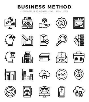 Business Method icons set for website and mobile site and apps. Stock Illustration