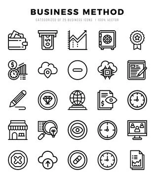 Business Method icons set for website and mobile site and apps. Stock Illustration