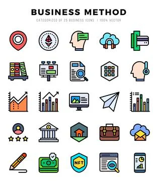 Business Method icons set for website and mobile site and apps. Stock Illustration