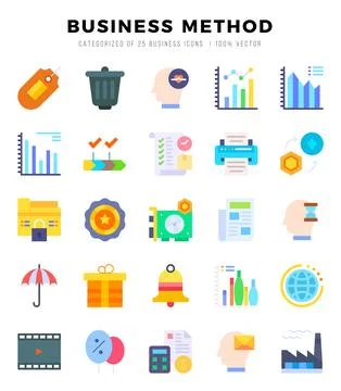 Business Method icons set for website and mobile site and apps. Stock Illustration