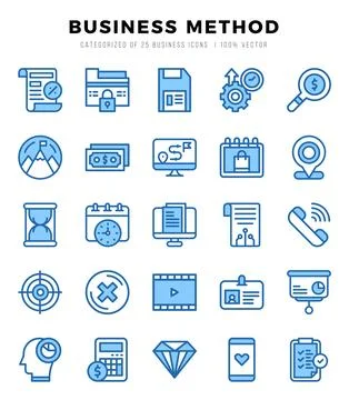 Business Method web icons in Two Color style. Stock Illustration