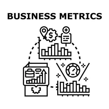 Business metrics data collecting analyzing process Illustrazione stock