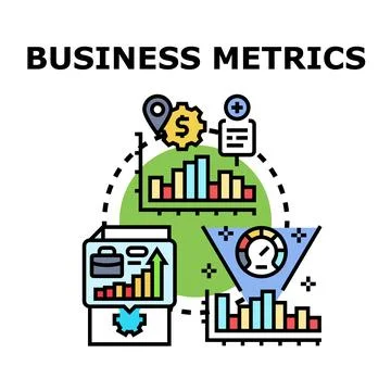 Business metrics data collecting analyzing process Stock Illustration