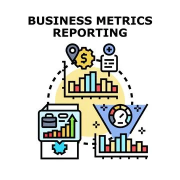 Business metrics reporting and data analysis concept Stock Illustration