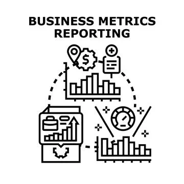 Business metrics reporting and data analysis concept Stockillustratie