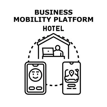 Business mobility platform managing hotel and car services Stock Illustration
