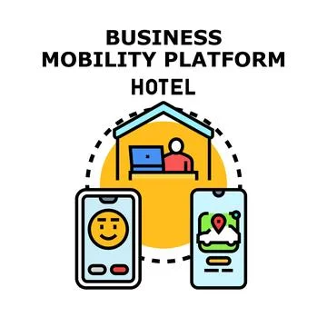 Business mobility platform managing hotel and car services Stock Illustration