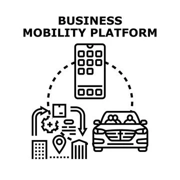Business mobility platform managing transportation logistics and services Stock Illustration