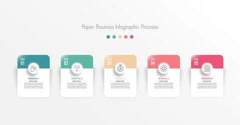 Business model with 5 options for presentations, advertising, layouts, annu.. Stock Illustration