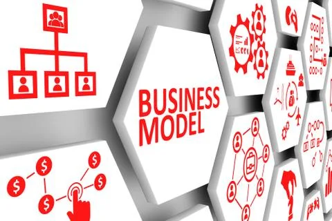 BUSINESS MODEL concept cell background 3d illustration Stock Illustration