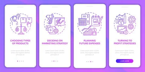 Business model gradient onboarding mobile app page screen Stock Illustration