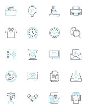 Business model linear icons set. Innovation, Strategy, Sustainability Illustrazione stock