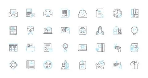 Business model linear icons set. Innovation, Strategy, Sustainability Illustrazione stock