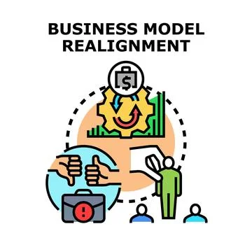 Business model realignment process changing strategy Illustrazione stock