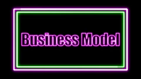 'Business Model' Text Animation with Neon Glow &amp; Glowing Squares. Stock Footage 282577078