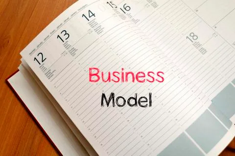 Business model text concept on notebook Stock Photos