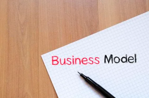 Business model text concept on notebook Stock Photos