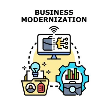Business modernization concept embracing digital transformation and innovatio Stock Illustration