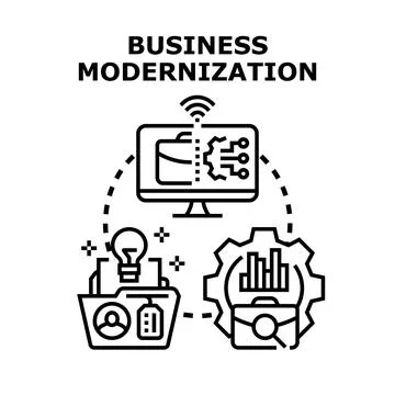 Business modernization concept embracing digital transformation and innovatio Stock Illustration
