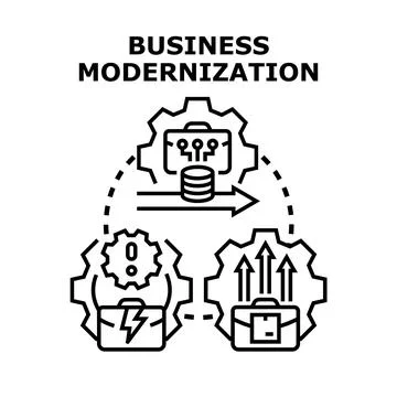 Business modernization concept improving company efficiency and growth Stock Illustration