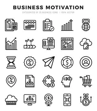 Business Motivation elements. Lineal web icon set. Simple vector illustration Stock Illustration