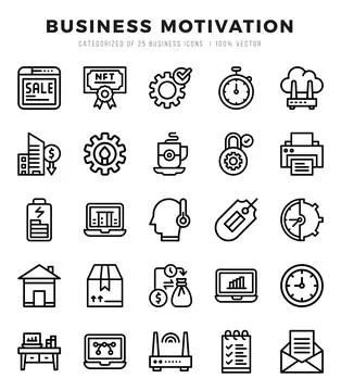 Business Motivation elements. Lineal web icon set. Simple vector illustration 스톡 일러스트