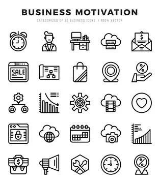 Business Motivation elements. Lineal web icon set. Simple vector illustration Stock Illustration