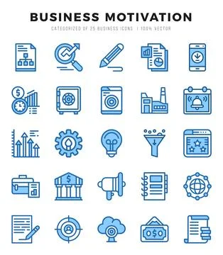 Business Motivation Icon Bundle 25 Icons for Websites and Apps Stock Illustration
