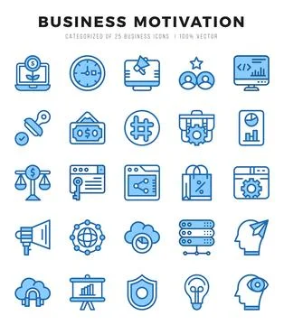 Business Motivation Icons bundle. Two Color style Icons. Vector illustration. Stock-Illustration