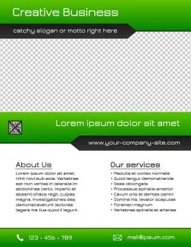 Business multipurpose flyer template - green and grey Stock Illustration