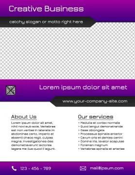 Business multipurpose flyer template - purple and grey Stock Illustration