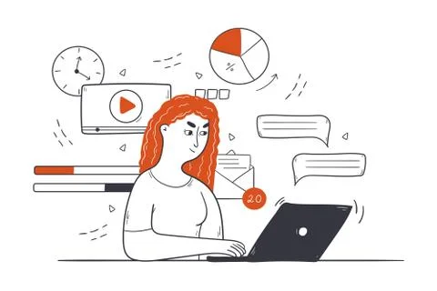 Business, multitasking, time management concept イラスト素材