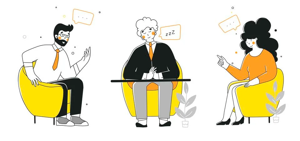 Business negotiation, conversation, flat vector illustration. Business people Stock Illustration