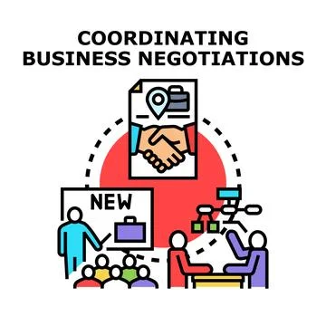 Business negotiation process planning coordination concept illustration Stock Illustration
