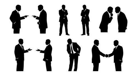 Business Negotiation Process Silhouette Sequence Stock Illustration