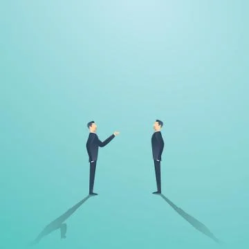 Business negotiation vector concept with two businessmen having conversation or Stock Illustration