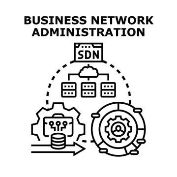 Business network administration illustrating managed it infrastructure, data  Stock Illustration
