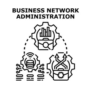 Business network administration managing technology system data information Stock Illustration