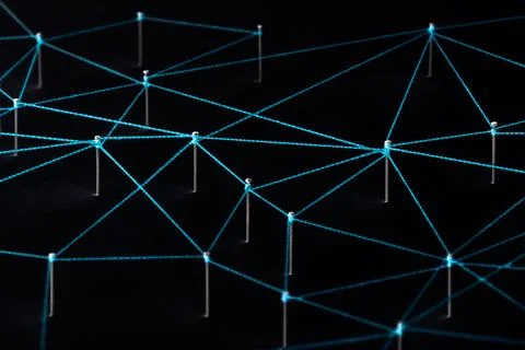 Business network background, connecting dots, technology design Stock Photos