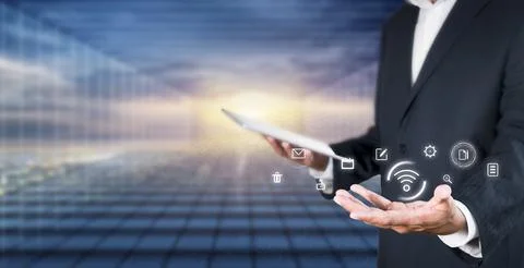 Business network communication concept. Network Internet Mobile Wireless. Int Stock Photos