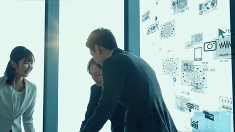 Business network concept. Data analysis. Management strategy. Teamwork. Partners Video stock 153264671