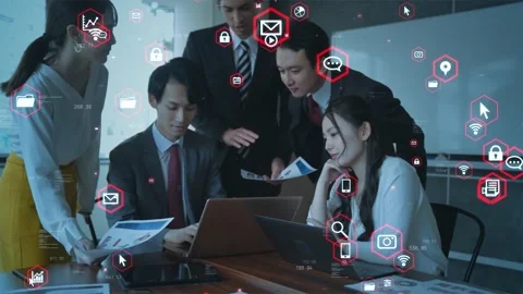 Business network concept. Human Resources. Group of businesspeople. Video stock 143823314