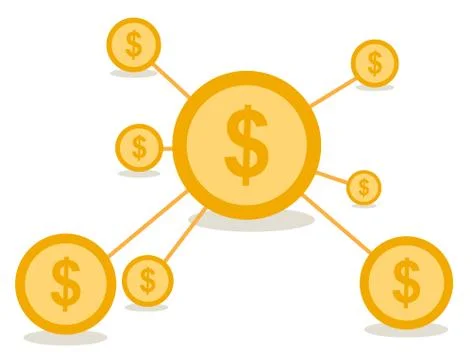 Business network concept vector design with dollars coin Stock-Illustration