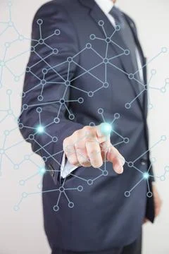 Business network connection displayed with technology icon Stock Photos