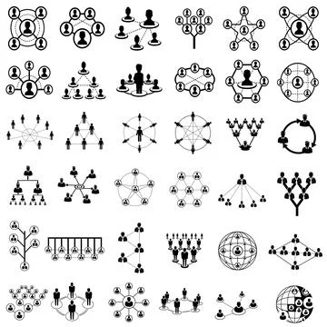 Business Network Connection Icons Vector Set Stock Illustration