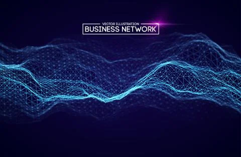 Business network digital technology blue background. Futuristic digital tech Stock Illustration