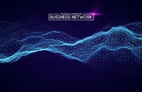 Business network digital technology blue background. Futuristic digital tech Stock Illustration
