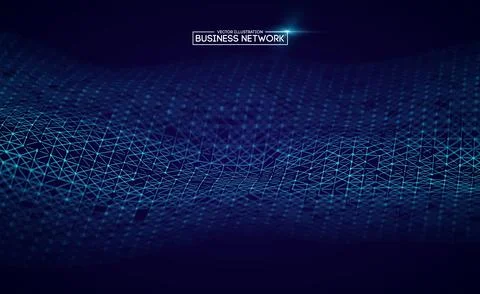 Business network digital technology blue background. Futuristic digital tech Stock Illustration